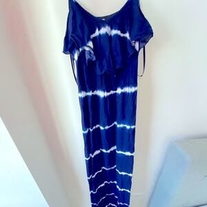 Tie-Dye Sundress with Ruffled Neckline
